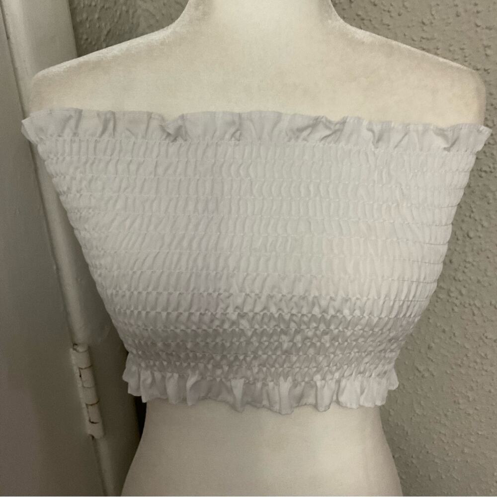 SHEIN White Ribbed Crop Tube Top M Casual Costal Cowgirl Coquettte Girl Summer